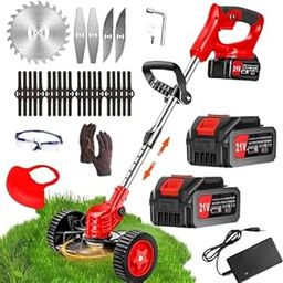 Hobbylobby Grass Cutter 2-in-1 Mower & Grass Cutter Trimmer Rechargeable Edge Cutter Adjustable Height Lightweight & Portable Lawns & Gardens (Grass Trimmer Machine)-picture-22