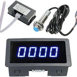 4 Digital LED Tachometer RPM Speed Meter Tester with Hall Proximity Switch Sensor NPN Set Blue 0.56-30