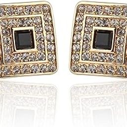 Cufflinks for Men Square Round Tuxedos Rhinestone Mens Cufflinks Set for Men Suits Luxury Silver/Gold Formal Shirt Cuff Links for Business Wedding Party - 1 Pair-image-9