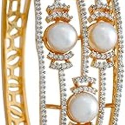 Fashion Jewellery White Rodium-Gold Polished Zircon Kada With Locking System |Best For Gifting, Bride, Bridemaids & Special Occasion | Zircon Kada For Women - 440507-image-47