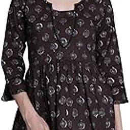 Women's Dark Brown Pure Cotton Jaipuri Printed Western Short Top (JOPLJPR725-P)-picture-54