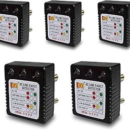 MX AC Line Fault Detector 5amp 3Pin Socket Tester for electrical work with Automatic Earthing | line detector tester L&N Reversed, Live Faulty Detector with RYG Led Indicator Wall Plug -Black, 5 Pcs-image-39