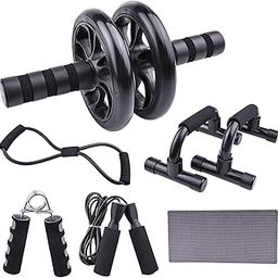 LOOM TREE Abs Roller Wheel Hand Gripper 2 Push up Bars for Beginners and Advanced Users 7PCS-picture-32