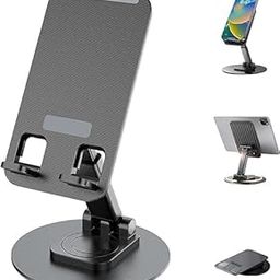 PARTEET Mobile Stand 360° Rotation Height and Angle Adjustable Cell Phone Stand for Desk, Office Foldable Desktop Phone Holder for Smartphone (Black)-8