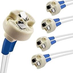 G4, GU5.3 Bi-Pin Ceramic Base Socket, MR16, MR11 Halogen Incandescent LED Bulb Holder Wire Connector, White, Pack of 5-28