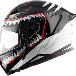 Axor Hunter Shark ISI ECE and DOT Certified Gloss Finish Full Face Helmet for Men with Pinlock Fitted Clear Visor-Black White-L-image-4