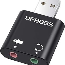 UFBOSS USB External Stereo Sound Adapter 2 in 1 to Headphone and Microphone Jack Audio Adapter for Windows, Mac, Linux, PC, Laptops, Desktops, PS4-3