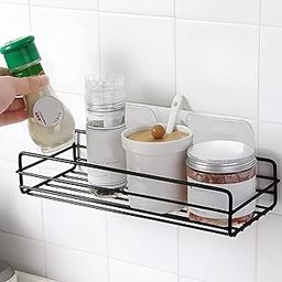 Plantex Bathroom Organiser Without Drill/Multipurpose Rack/Self-Adhesive GI-Steel Shelf for Bathroom/Shelf for Kitchen with Magic Stickers- (12x5 inches,Black)-image-95