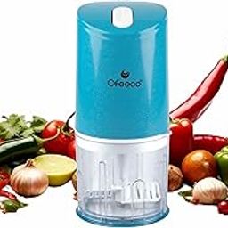 Ofeeco Electric Chopper, 300 Watts, Vegetable Chopper, Cutter, 100% Pure Copper Motor, Chop, Mince, Dice, Whip, Stainless Steel Blade, Whipper Blade, 800 Ml, One Touch Operation, Elegant, Blue.-11