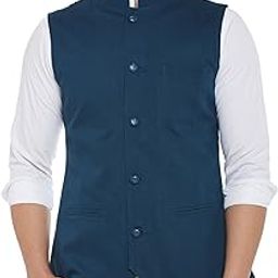 Blue Color Cotton Waistcoat for Men-picture-19