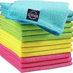 WAICO Microfiber Cleaning Cloth - 12 Pack (12" x 12") Highly Absorbent, Lint and Streak Free, Multi -Purpose Cleaning Towels for Home, Kitchen, Car & Bike, Table Napkins (Assorted Colour) (Pack of 12)-picture-18