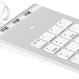 Mini Numeric Keypad Keyboard 18Keys Numeric Key Pad Numpad Number Pad with 3 Ports USB Hub for Laptop Desktop Pc-52