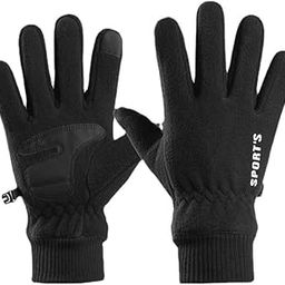 Back Gloves,Women's Fleece Touchscreen Gloves with Water Repellent Technology Cold Weather, One Size (black)-image-2