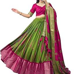 Women's Trending Designeer Tussar Silk Lehenga Choli Print with Foil Work With Unstitched Blouse Patola Print Adorned with Foil Work For Navrati || Wedding-image-79