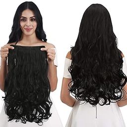 BELLA HARARO Hair Extensions For Women 5 Clips 22 Inch Black Curly/Wavy Hair Extensions And Wigs For Girls To Increase Instant Length And Volume-image-58