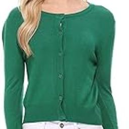 Women's Knit Cardigan Sweater – 3/4 Sleeve Crewneck Basic Classic Casual Button Down Soft Lightweight Knitted Top-picture-1