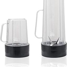 Nipolian Transparent Juicer Jars Set, 300ml and 500ml, BPA-Free Plastic, Bullet Mixer Compatible with Handle, Clear-image-58