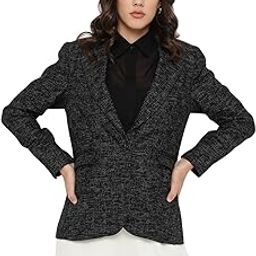 Women's Casual Blazers Open Front One Button Long Sleeve Work Office Jackets Blazer Suit-5