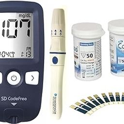 SD Codefree Blood Glucose Meter with 100 test Strips 100 Round Lancet and a Lancing Device - Glucometer (Black)-11