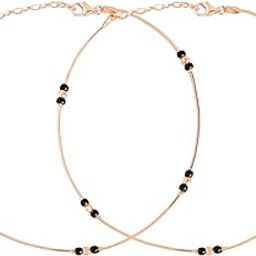 925 Sterling Silver Beads Minimal Rose Gold Plating Anklet (Pair) | Gift for Women & Girls | With Certificate of Authenticity & 925 Stamp|Mother's Day-27