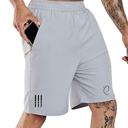 Men's Casual Sports Quick Dry Workout Running or Gym Training Short with 2 Zipper Pockets...-28