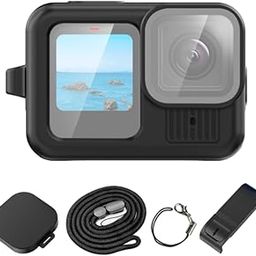 Compatiable for GoPro HERO13 Black Silicone Protective Case Side Interface Cover with Wrist Strap & Lens Cover (Silicone Case,Black)-25