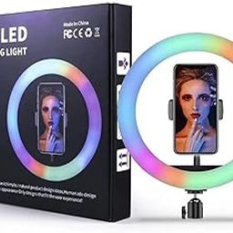 10'' RGB Ring Light, Circle Lights with Phone Holder for Live Stream/Makeup/YouTube Video/TikTok, Compatible with All Phones-30