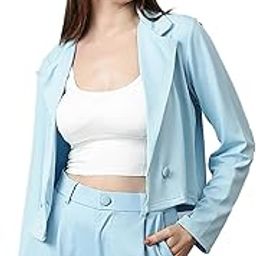 Women's Single Breasted Relaxed Fit Lapel Collar Full Sleeve Blazer-image-11