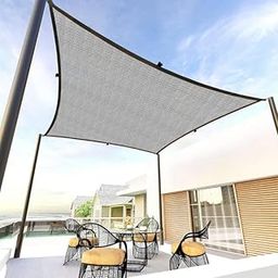 FREXXA- HDPE Fabric Polyester Webbing Sun Shade Sails Shade Net 90% Protection from Sun & UV Rays Ideal for Car Parking, Outdoor Garden, Balcony, Patio, Grey Color (12 Ft x 18 Ft) Pack of 1 Piece-14