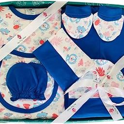 My Tiny Wear 8 Piece Half Sleeves New Born Baby Gift Set,Infant Gift Set,Cotton Clothing Set for Boys and Girls(0-3 Months, Blue)-image-14