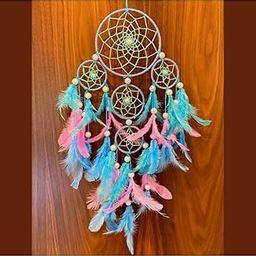 DHRUVTAR STORE dream catcher handmade for use wall hanging balcony room office Wood, Wool, Feather Dream Catcher (21 inch, Pink, Blue)-image-83