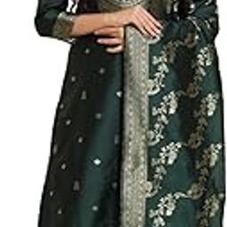Women's Cotton Silk Jacquard Kurta Pant Set with Banarasi Silk Dupatta-picture-51