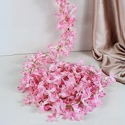 SATYAM KRAFT 2 Lines Artificial Ixora Flower Garlands – Decorative Hanging Plants for Home, Wedding,Home Decor,Office,Living Room,Festivals & Special Occasions (Pack of 2)(Pink)-22