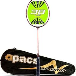 APACS Dual Power & Speed (Mega Tension - 38LBS) Unstrung Full Graphite Badminton Racquet with Full Racket Cover (Red, Orange)-picture-2