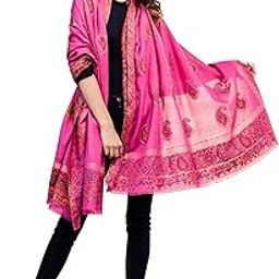 Women's Kashmiri Kani Woven Wool Shawl (K3 Pink)-picture-40