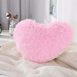 CottonFry Fluffy Heart Pillow Heart Shaped Pillow Plush Cute Heart Shaped Throw Cushion Stuffed Heart Decorative Pillow Toy Throw Pillow Gift for Valentine's Day Decor (16x16, Pink, 1)-image-88