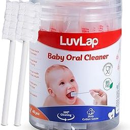LuvLap 40pcs Oral Care Disposable Mouth Swabs for Cleaning Tooth, Swabsticks Baby Tongue Cleaning, 0-36 Months, White-picture-26