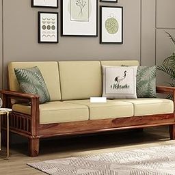 Sheesham Wood 3 Seater Sofa Set Without Storage for Living Room Furniture Wooden Sofa Set 3 Seater for Home & Office (Three Seater Sofa, Teak Finish) | 3 Seater Wooden Sofa-image-42