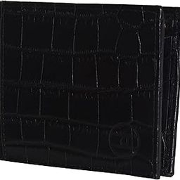 Men's Genuine Croco Design Leather Textured RFID Protected Bi-Fold Wallet with ID Windows (Black)-image-96