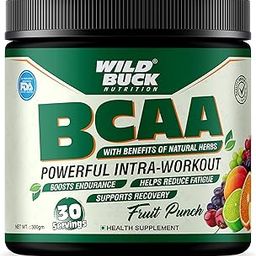 WILD BUCK Bcaa Powder With Natural&Powerful Herbs For Muscle Endurance,Muscle Growth,Recovery&Hydration|Pre,Intra&Post Workout Bcaas Supplement For Women&Men [Fruit Punch,30 Servings,300 grams]-image-23