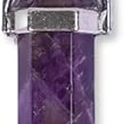 GEMSMANTRA Amethyst Double Terminated Certified Crystal Pencil Pendant, Stylish Pendant for Calming Energy & Spiritual Healing For Men & Women-image-120
