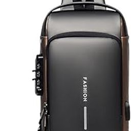 Fashion Anti-Theft Sling Bag, Crossbody Shoulder Backpack with Lock, Black and Bronze-picture-25
