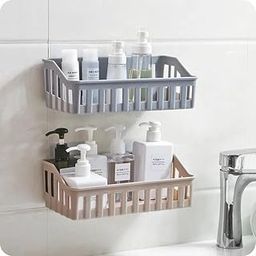 Plastic Self-Adhesive Multipurpose Wall Mounted Bathroom Shelf and Rack for Bathroom and Kitchen Bathroom Shelf for Wall, Bathroom Organiser Without Drill, Pack of 2 (Multicolor)-image-12