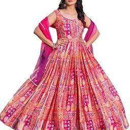 Chinon Printed Gown with Tabby Dupatta-image-25