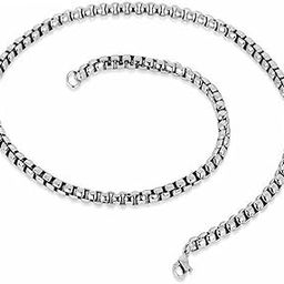 Box Chain | 5mm Stainless Steel Round Box Chain Necklace Men Women stylish unisex trending neck chain-image-22
