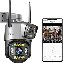 DDLC 5MP + 5MP 1080P Full Hd Wireless WiFi CCTV Camera Dual Lens/Dual Screen Video Record, Color Vision, Bullet+360° PTZ Control, PIR Motion Sensor, IP66 Waterproof (Dual Lens Ptz)-1