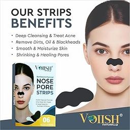 VOIISH Blackhead Pore Strips Nose Strips for Black Head Remover Deep Cleansing Charcoal Strips with Instant Blackhead Remova Pore Cleaner & Minimizer (Black,Pack of 6)-10