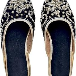 Padmini Red Velvet Mule with Gold Embroidery, Cushioned Sole-image-32
