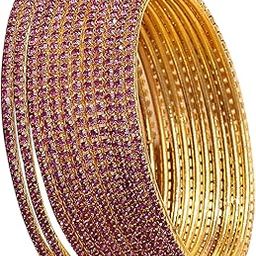 Traditional Stylish Gold Plated Stone Studded Set of 12 Bangle Jewellery for Women & Girls|B107300-2