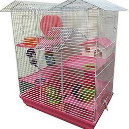 Large Multi-Level Twin Tower with Crossing Level Tube Syrian Hamster Habitat Rodent Gerbil Mouse Mice Rat Wire Animal Critters Cage (21 x 14 x 23 H inches, Pink)-image-13